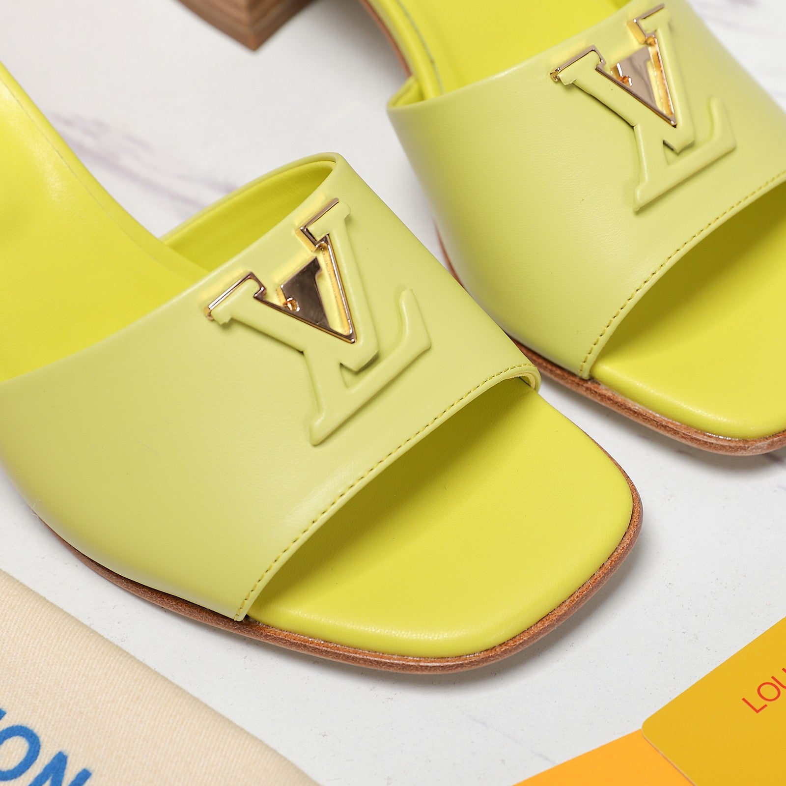 Leather High-Heeled Slippers